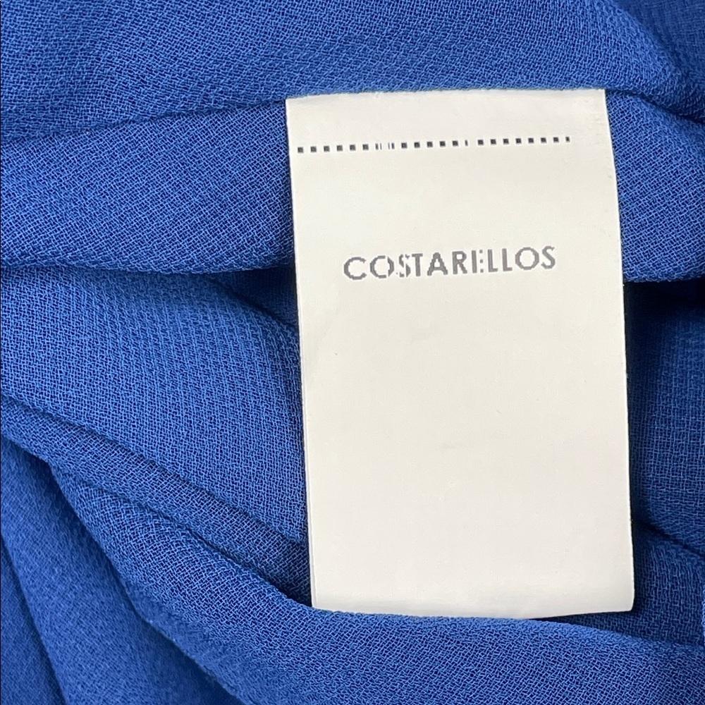 NWT Costarellos Blue Lace Panelled Maxi Dress Prairie Dot Tulle Sz 34 - Picture 14 of 15